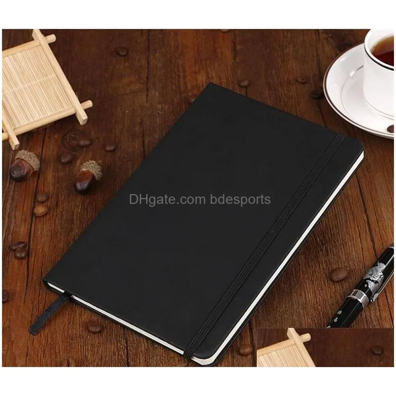 hardcover notebook a5 college ruled thick classic writing notebook pu leather with pocket elastic closure banded 21 j2