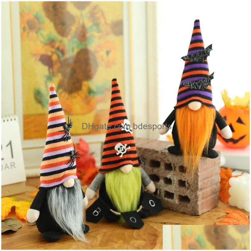 halloween decorations spider bat skull decorative striped hats party festival gnome plush dolls gifts home decor supplies 11 5qy d3