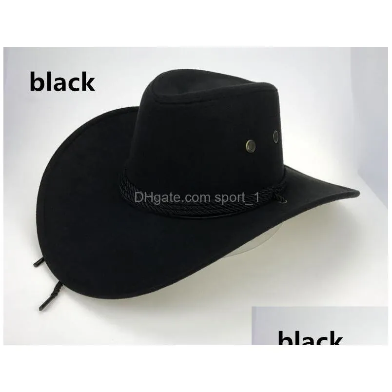 fashion western  hat faux suede outdoor big sunshade hat men riding hat imitation leather adult