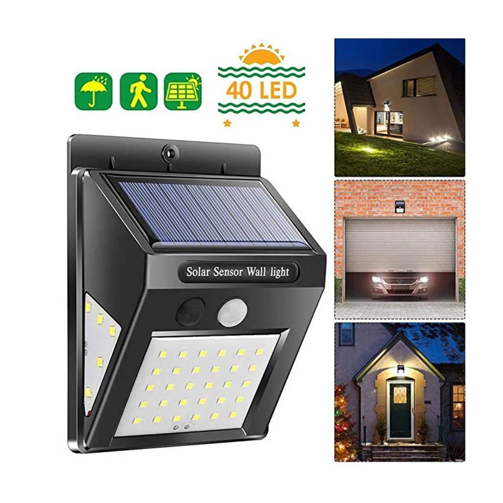 brelong solar led wall light ip65 waterproof threesided illuminated motion sensor outdoor fence garage lighting human body induction