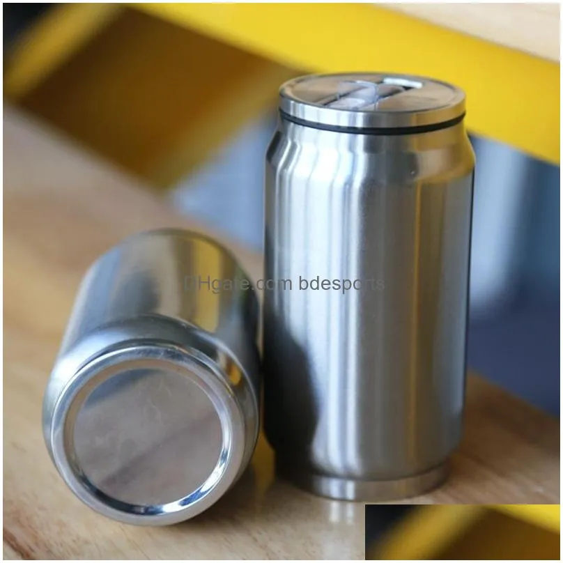 12oz stainless steel cola cans mug soda can coffee cola cups drink cans double vacuum insulated water cup coke jar with straw 230 g2