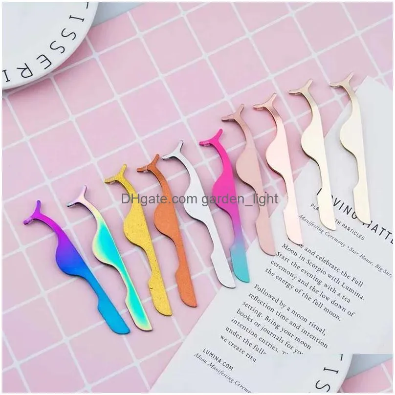 garden metal extension false eyelashes tweezers applicator auxiliary clamps makeup tools inventory wholesale