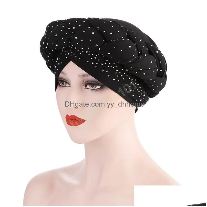 female turban cap ready to wear headscarf bonnet arab head wraps african women braid turbans auto gele headtie muslim hijab