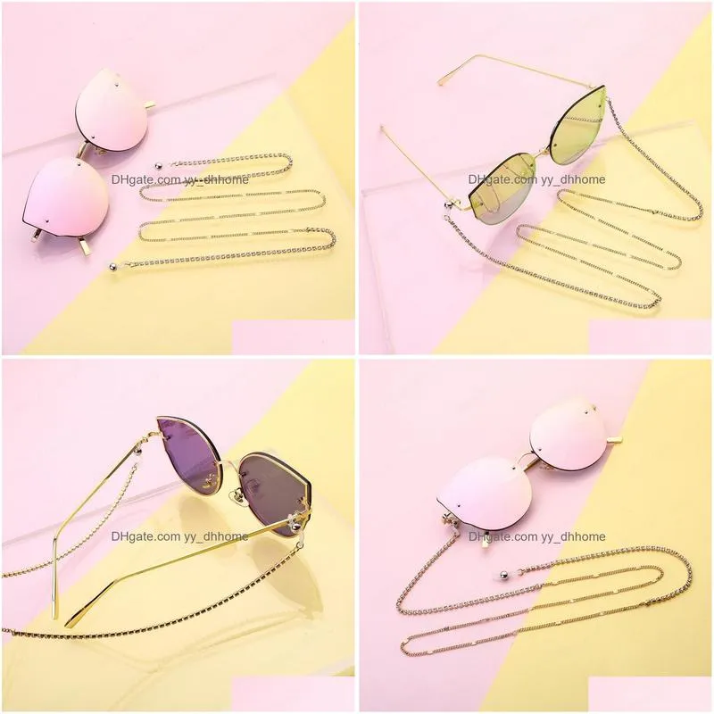 zircon crystal chain lanyard glasses chains women accessories men sunglasses hold straps cords