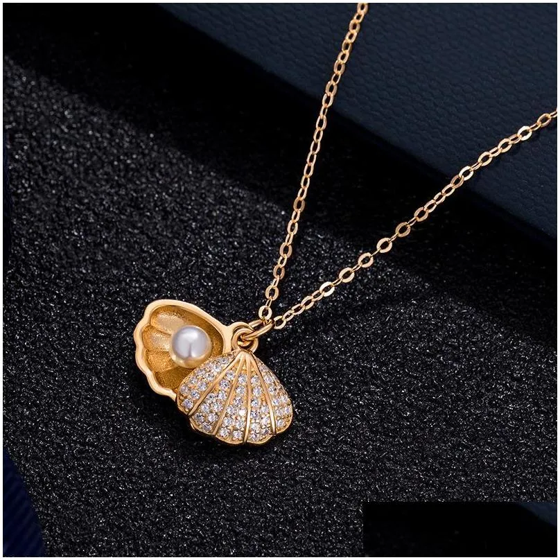 fashion pendant necklace for women plated gold titanium steel shell peacock star zircon necklaces wedding jewelry 197 d3