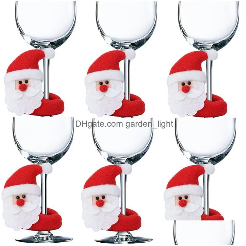 christmas decoration red wine champagne cup set santa claus snowman reindeer christmass home decoration