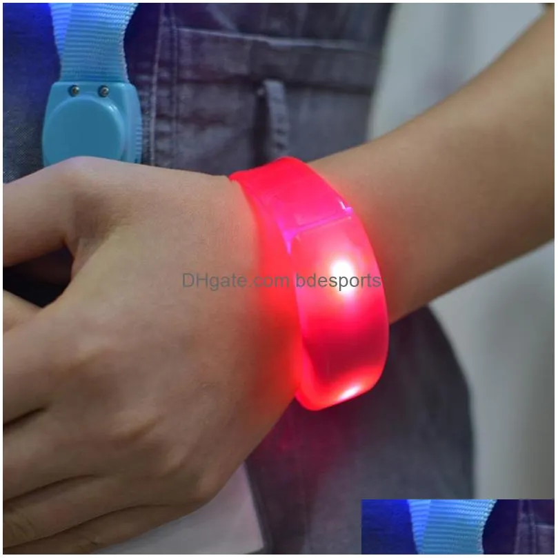 music activated sound control led flashing bracelet light up bangle wristband club party bar cheer luminous hand ring glow stick 4549