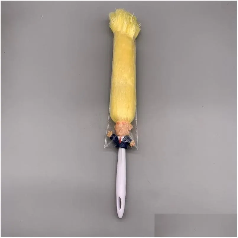 donald trump feather duster clean brush multi function desktop dustcatcher remove dust yellow spoof