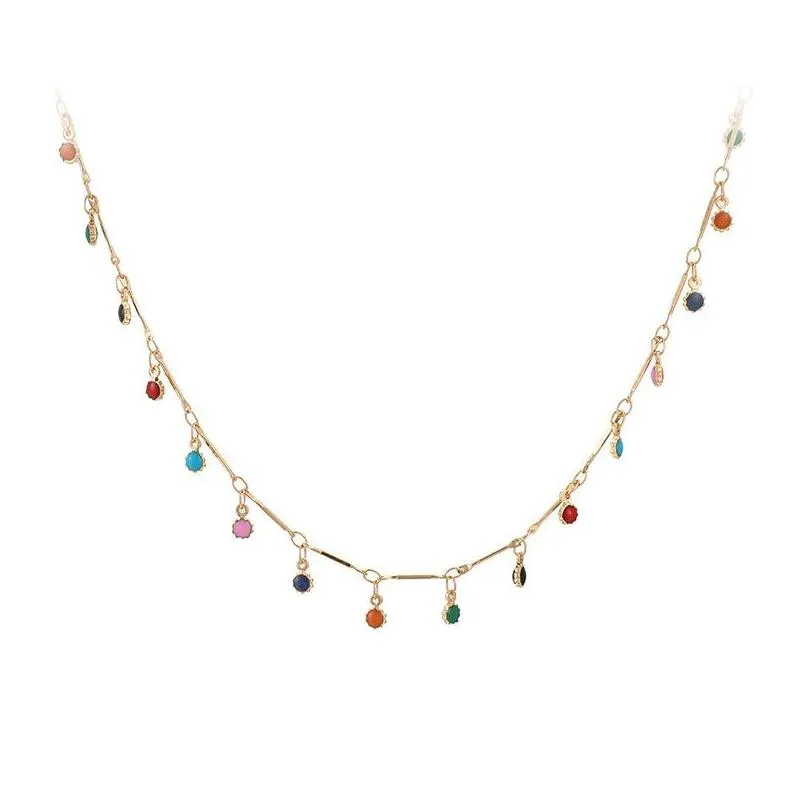 bohemian colorful beaded necklace for women charms tassel clavicle chain chockers handmade party jewelry 264 d3