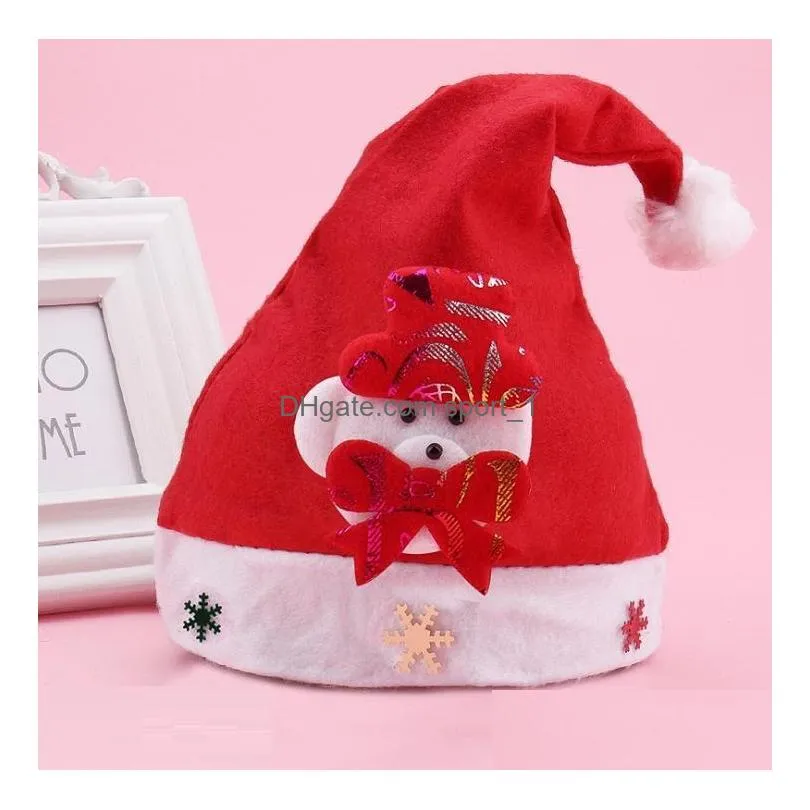 12 styles fast christmas ornament adult red common christmas hat santa / child cartoon glowing hat