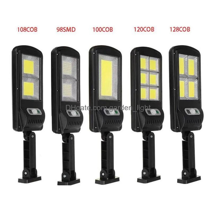 100cob 128cob solar street lamp outdoor wall security light waterproof pir motion sensor remote control