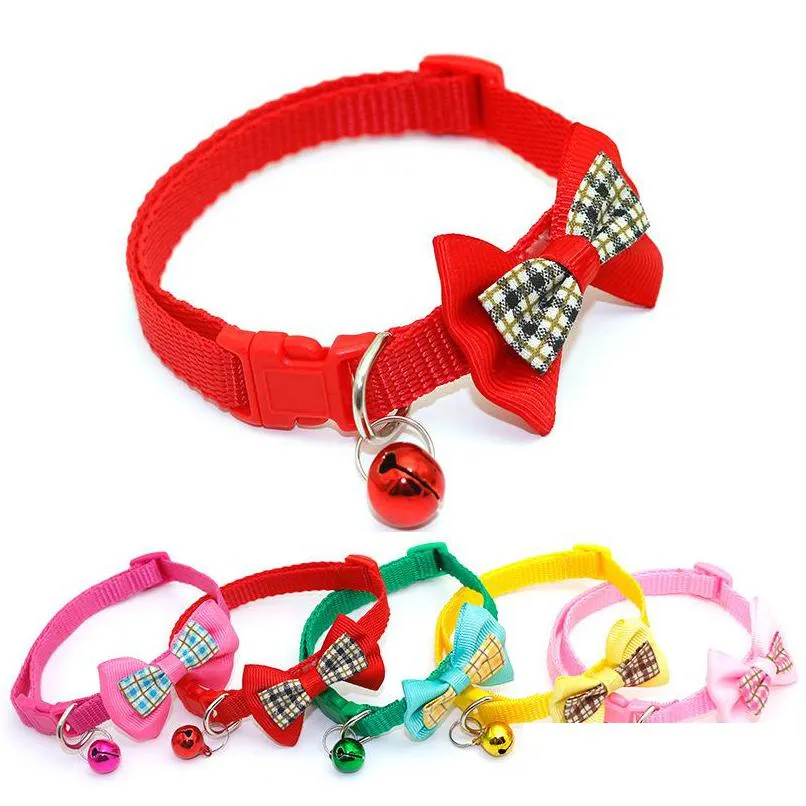 collars bow adjustable pet collar beautiful bow tie with bells holiday gift for puppy and cat inventory wholesale