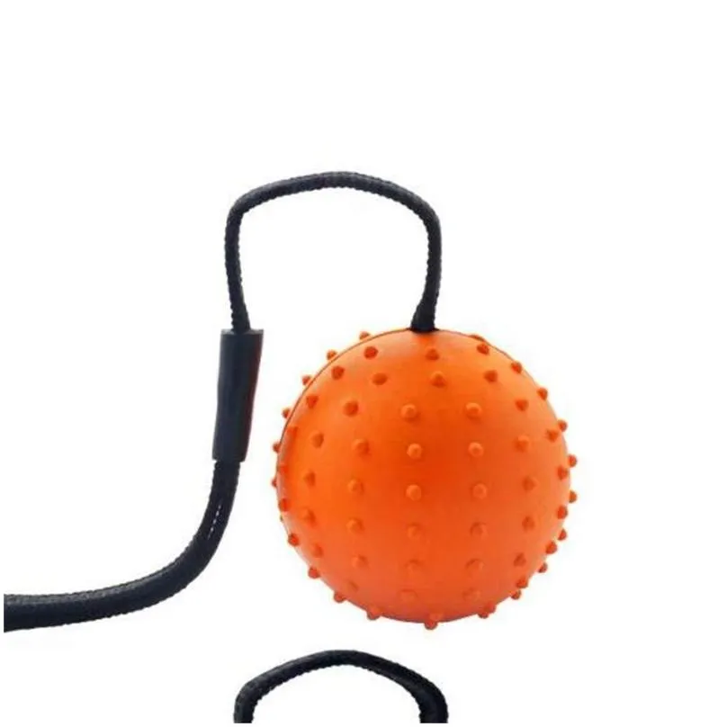 high quality multiple color natural rubber dog toy chews supplies ball on a strap rope pet dogs training toys 20220829 e3