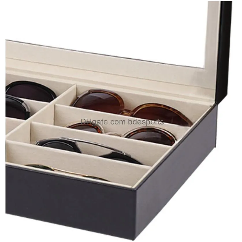 eyeglass sunglasses storage box with window imitation leather glasses display case storage organizer collector 8 slot 45 s2