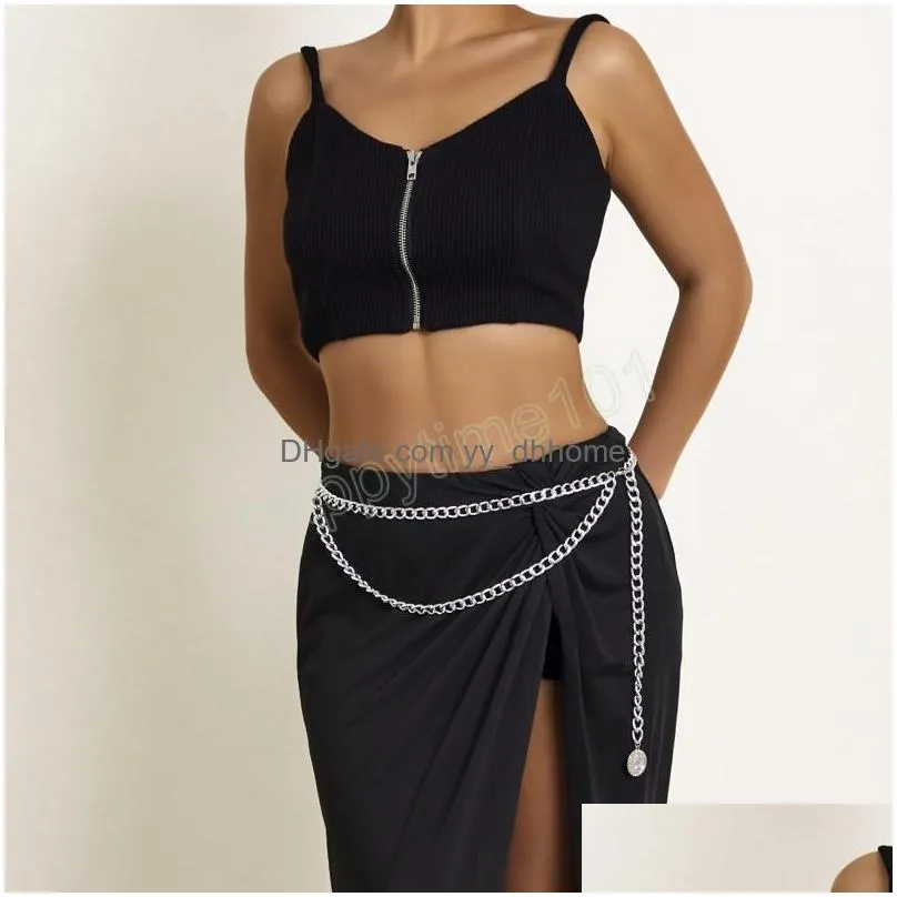fashion simple metal waist chain clothing accessories multilayer waist chains hip hop long tassels body jewelry gift