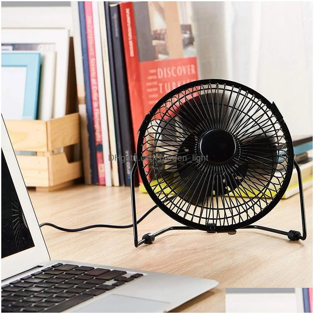 brelong small desktop fan with clock and temperature display 4 inch metal frame usb powered flash led display electric personal cooling