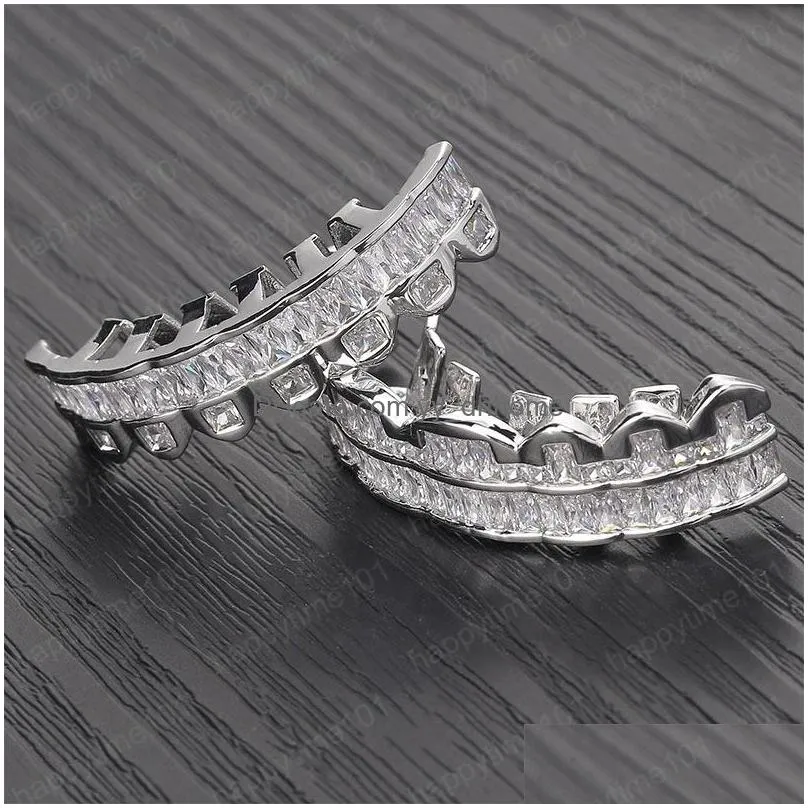  teeth grillz top bottom silver color grills dental mouth hip hop fashion jewelry rapper jewelry