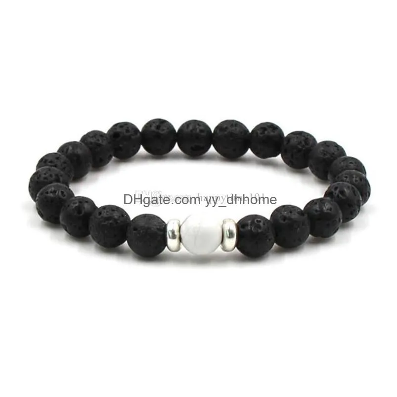 10 colors natural black lava stone beads elastic bracelet essential oil diffuser bracelet volcanic rock beaded hand strings