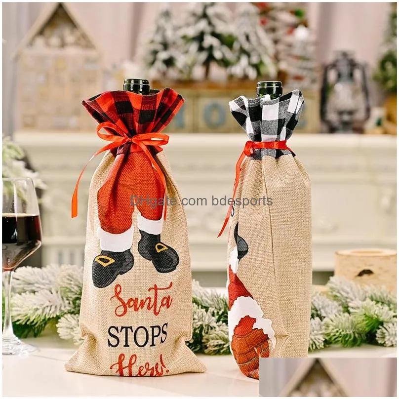 christmas champagne wine bottle cover santa claus gift bags xmas year decoration dinner table ornaments 4765 q2