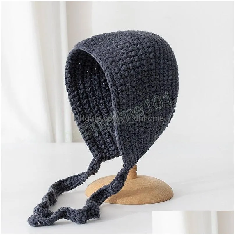 korea ear protection beanie caps for women cute loli hat winter warm keeping and daily versatile knit pullover hats