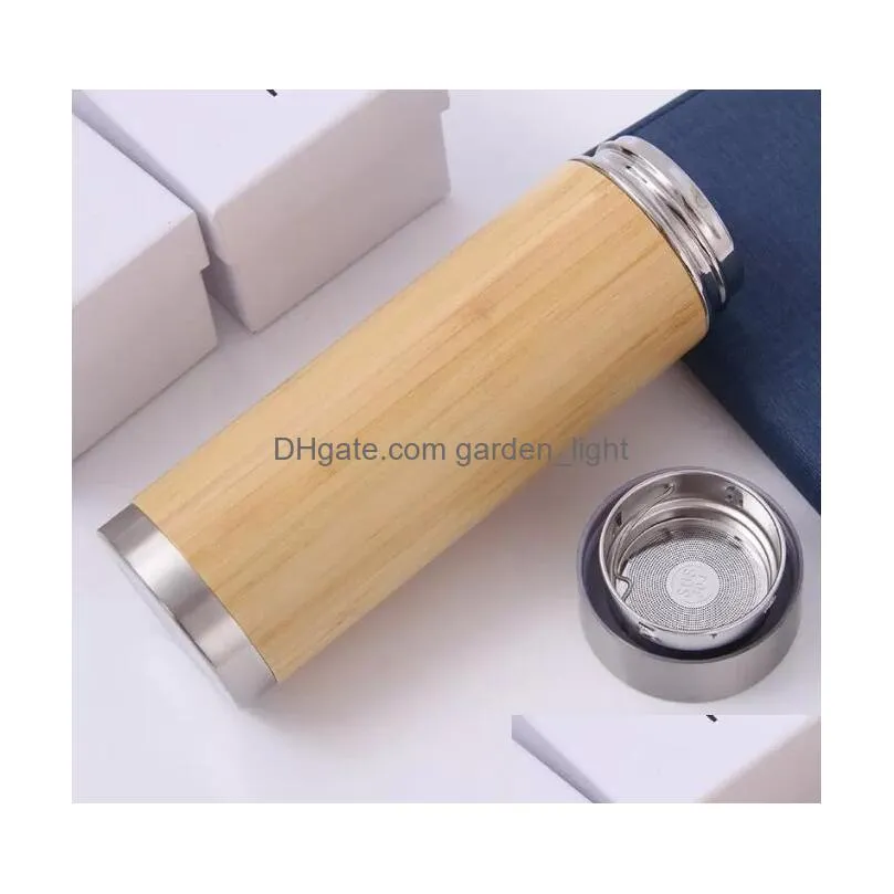stainless steel water bottle travel thermos mug wooden look inventory wholesale