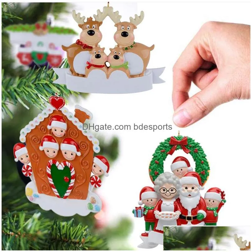 us stock christmas tree pendant cartoon pattern personalized diy name lovely family hanging resin ornament gift year home 202c3