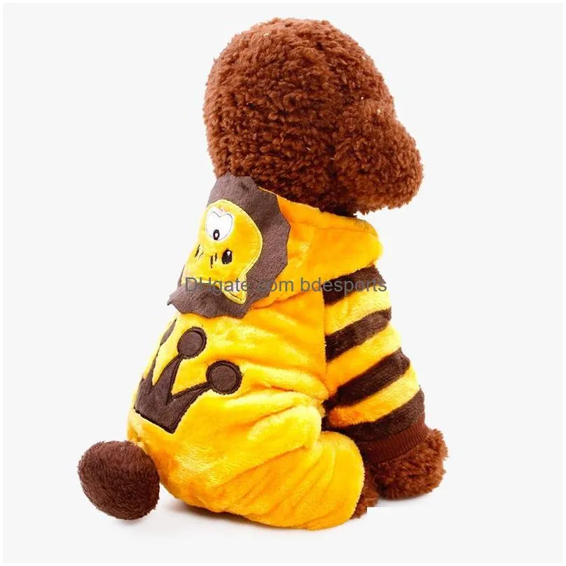 coral velvet four feet doggy clothes panda add villus pets apparel hooded cap dog sweater autumn and winter wear poodle lovely 10