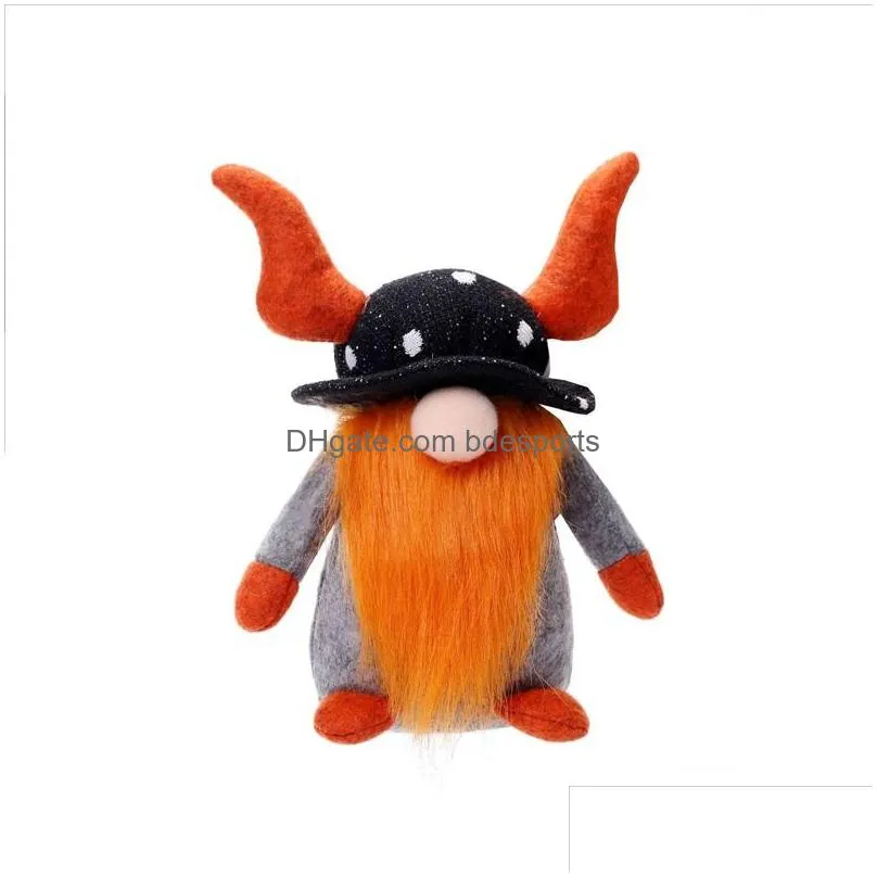 halloween ornaments party supplies bat wings and ox horn faceless gnomes doll garden gnomes dolls festival decoration plush toys 11 5wf1