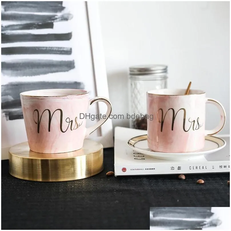 ceramics cups man woman simple style grey marbling mug home furnishing lovers water coffee cup creative 14 8fx l1