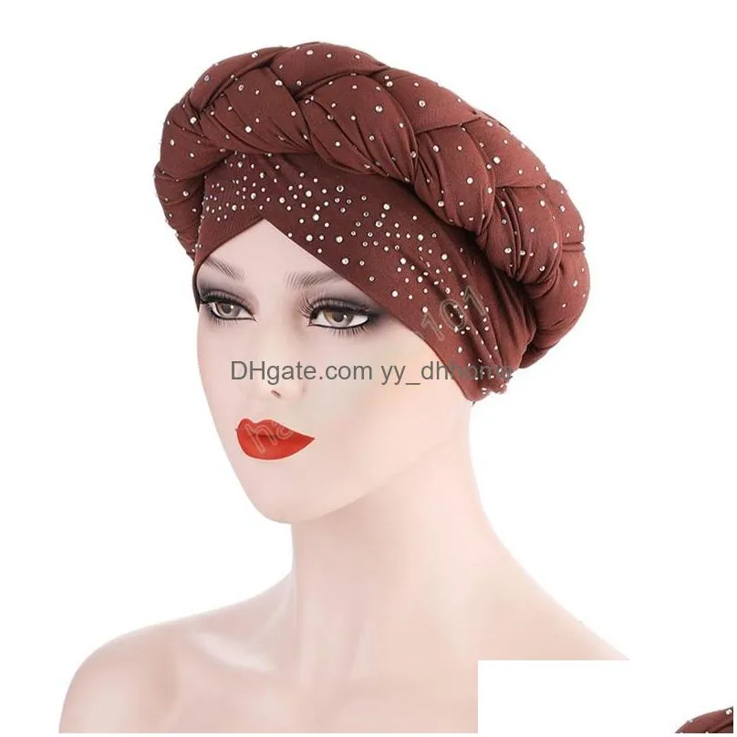 female turban cap ready to wear headscarf bonnet arab head wraps african women braid turbans auto gele headtie muslim hijab