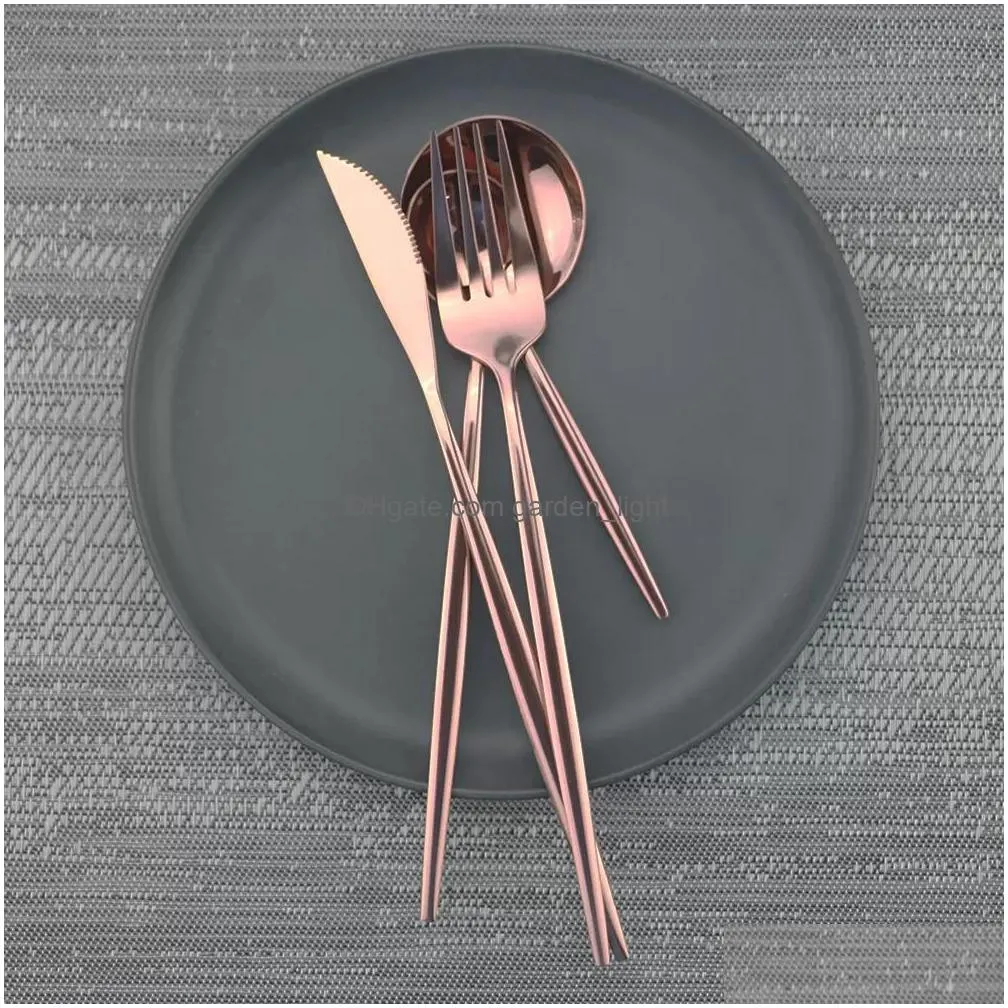 highend 304 stainless steel cutlery set knife fork spoon rose gold set inventory wholesale