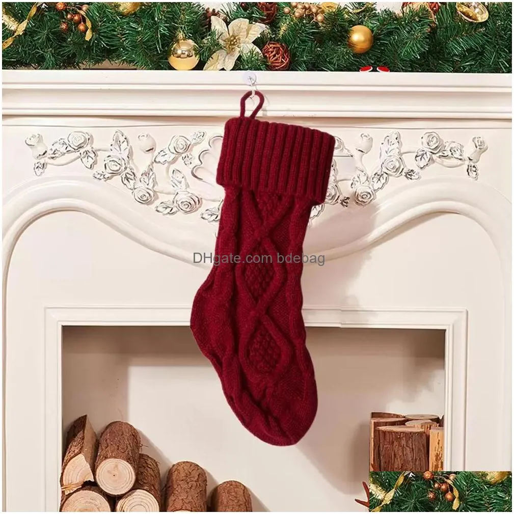 knitted christmas socks decorative gift bag fireplace christmases elk sockss christmass cute gift bags inventory wholesale