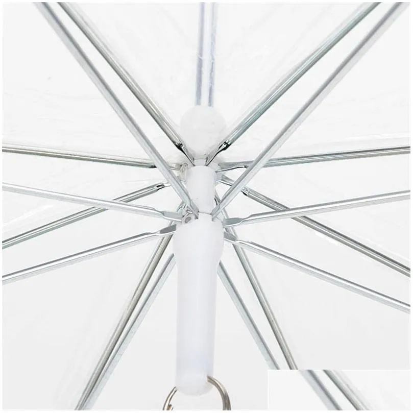 portable dog umbrellas wth long comfort handle transparent pe umbrella eco friendly pet raincoat 9 2jn y