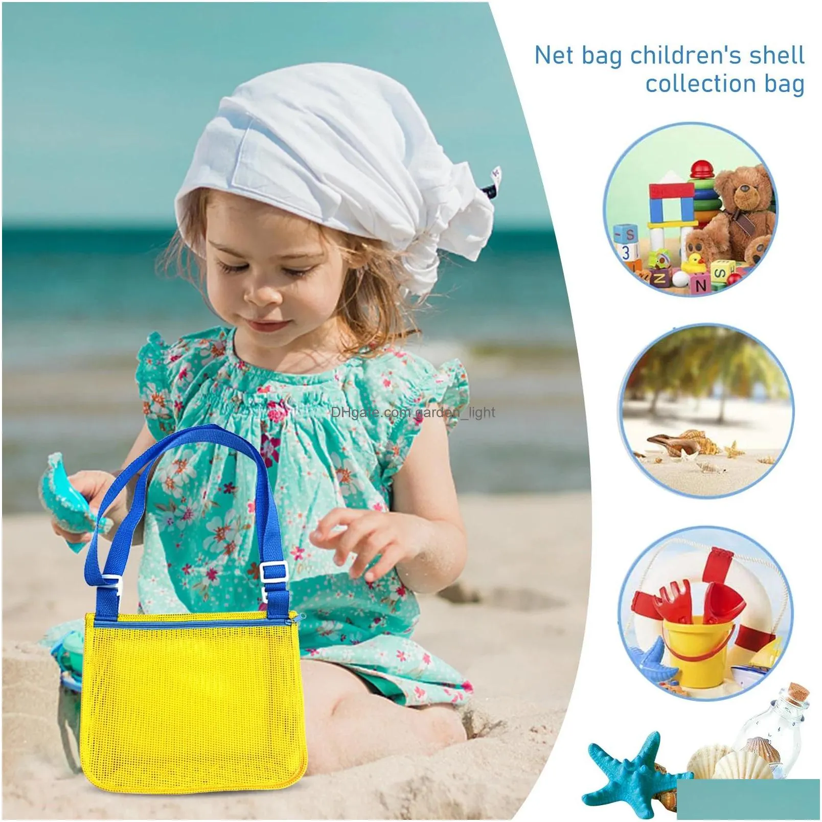 cute mesh bag kids shell collection beach toy organizer storage beach tote kidss summer gifts inventory wholesale