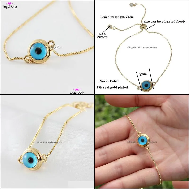 simple and exquisite female mens 18k gold evil eye size adjustable jewelry bracelet islamic muslim party activities wearing holiday