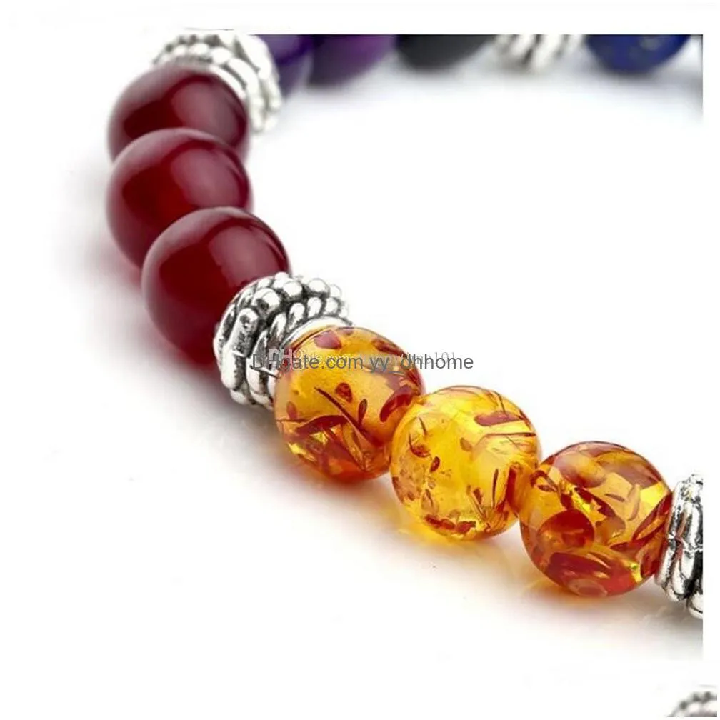 seven colorful chakra reiki bracelet energy quartz bracelets healing balance beads women fashion jewelry charms bracelets beaded
