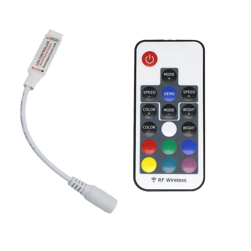 17 key dc524v mini rf wireless led rgb remote controller with 4pin female to control led strip smd 5050 lighting and module