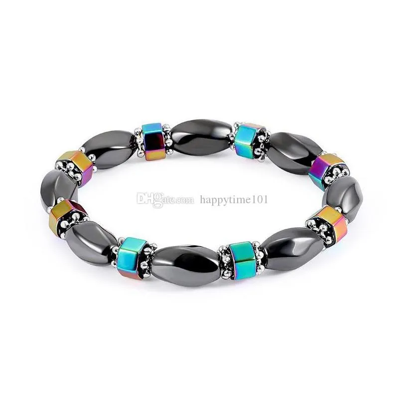 fashion chakra bracelet men black gallstone healing balance beads reiki natural hematite stone yoga bracelet for women