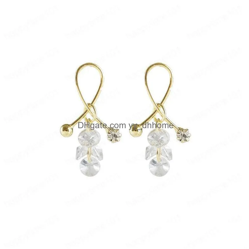  fashion jewelry s925 silver post earrings crystal geometric cross stud earrings