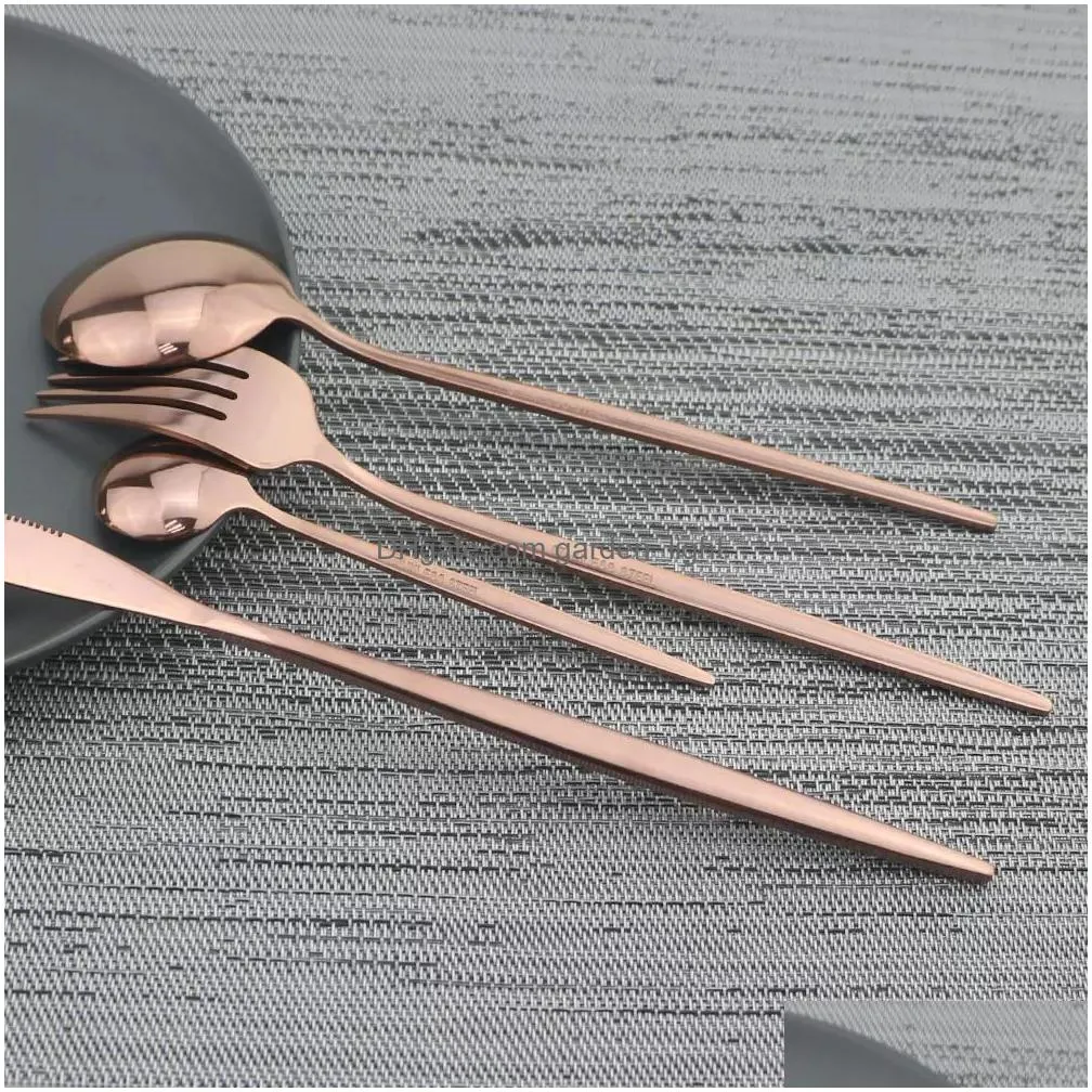 highend 304 stainless steel cutlery set knife fork spoon rose gold set inventory wholesale