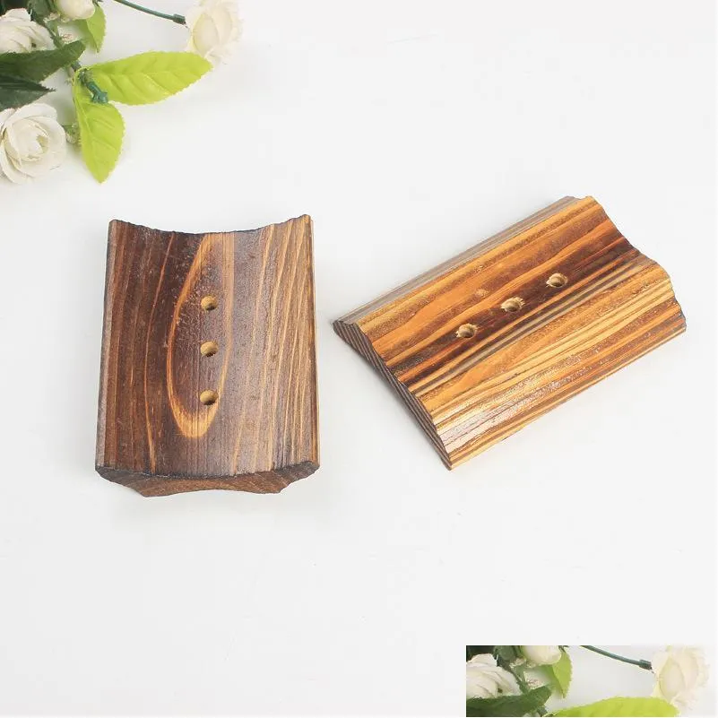 black color wooden soap tray bathroom soap holder drain water with 3 holes soaps dish bath accessories arrival 124 k2