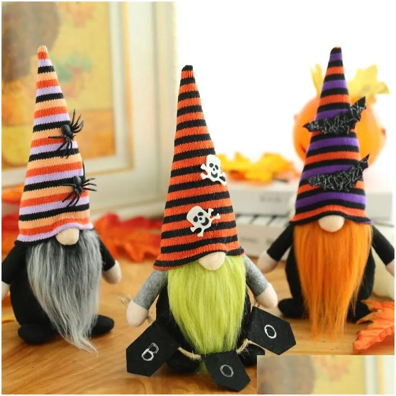 halloween decorations spider bat skull decorative striped hats party festival gnome plush dolls gifts home decor supplies 11 5qy d3