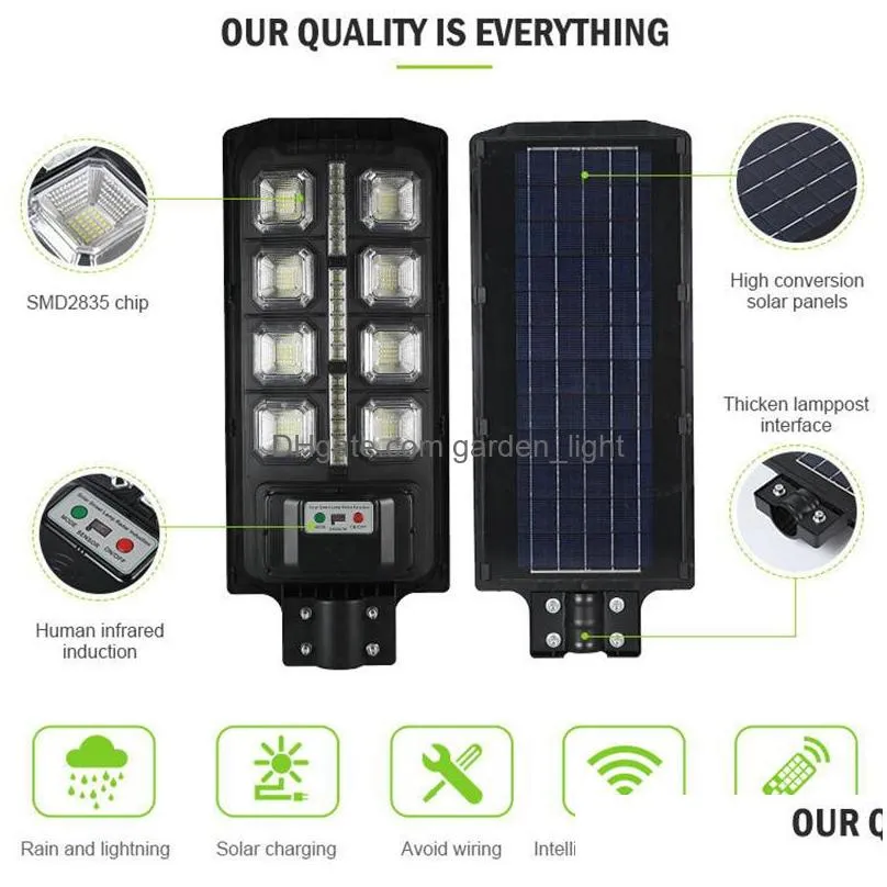 outdoor solar lamp 100w 200w 300w 400w wall street light with rader sensor ip65 waterproof remote control