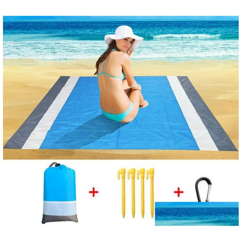 carpets 200x210cm waterproof pocket beach blanket folding camping portable lightweight outdoor picnic beach mat inventory wholesale