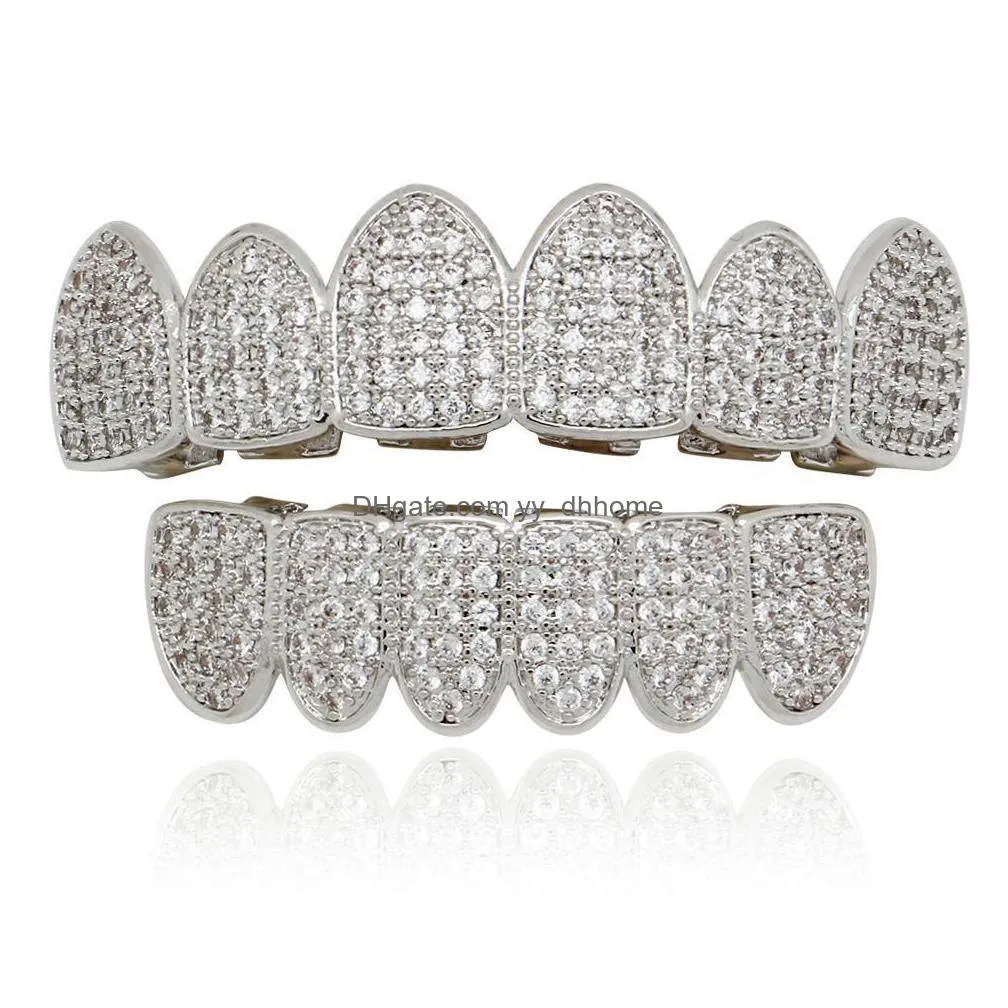 hip hop grillz full diamonds dental grills real gold plated fashion cool rappers body jewelry