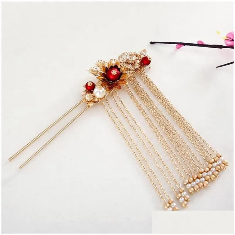 himstory traditional chinese hairpin gold hair combs wedding hair accessories headband stick headdress jewelry bridal headpiece 2481