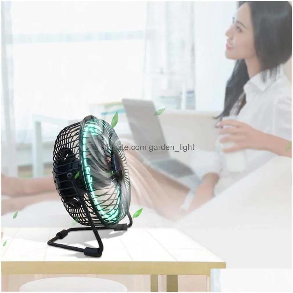brelong small desktop fan with clock and temperature display 4 inch metal frame usb powered flash led display electric personal cooling