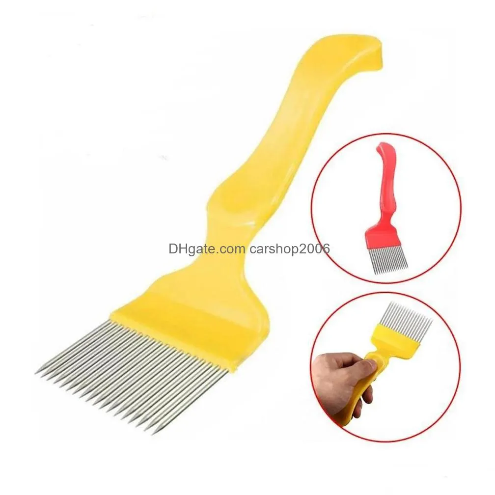 other hand tools 1pc bee honey forks 21 pin straight needles uncapping forks handle stainless steel needle beekeeping toolss