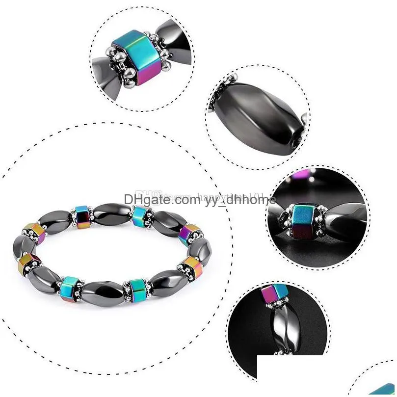fashion chakra bracelet men black gallstone healing balance beads reiki natural hematite stone yoga bracelet for women
