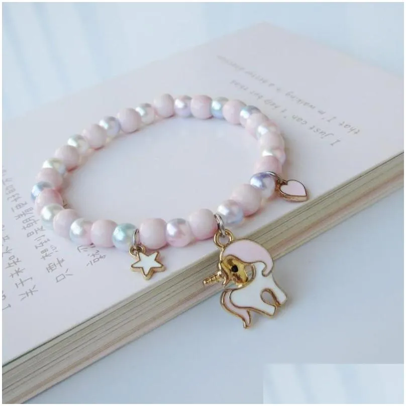 cute popcorn beads bracelet friendship glass bracelets for girls star moon cloud flower jewelry accessories wholesale 5630 q2